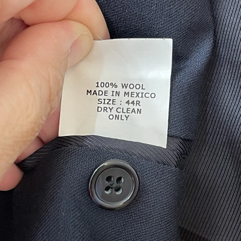 Paul Fredrick Blazer Mens 44R Navy Sport Coat Double Breasted 100% Wool